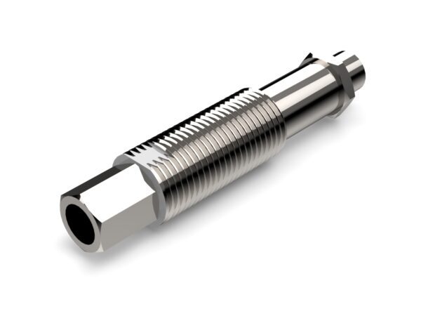 A metal tube with a threaded end.