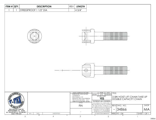 A drawing of the side view and back view of an electrical wire.