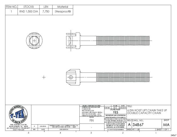 A drawing of the back side of a cable.