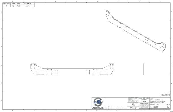 A drawing of the front end of an off-road vehicle.