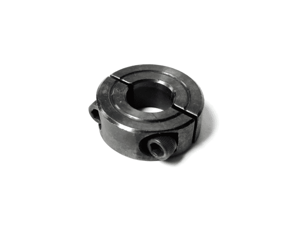 A metal clamp is shown with two holes.