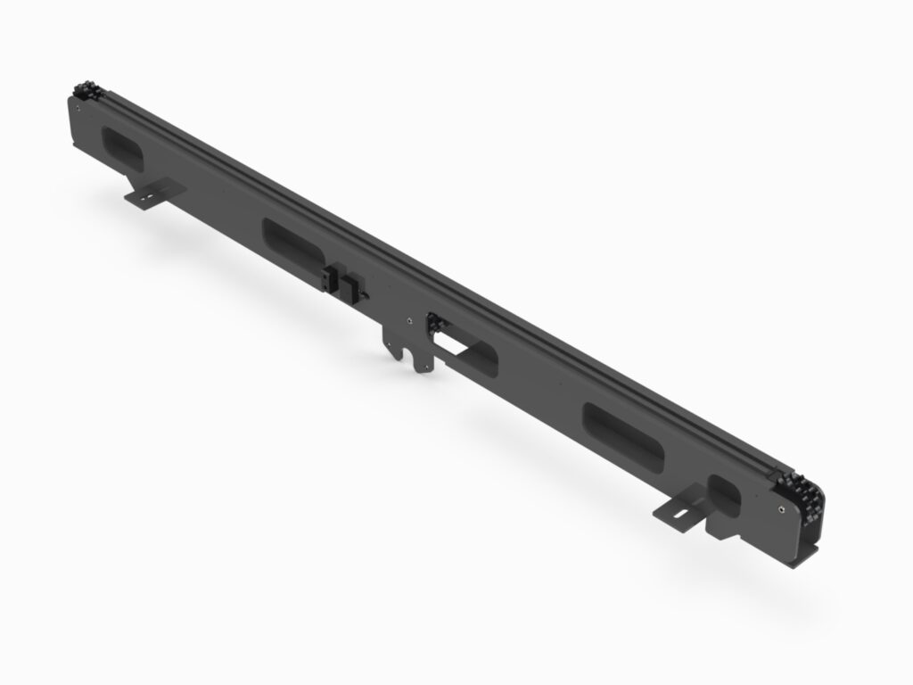 A black rail with two rails attached to it.