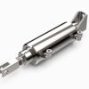 A stainless steel device with two metal parts attached to it.