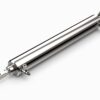 A stainless steel tube with two ends attached to it.